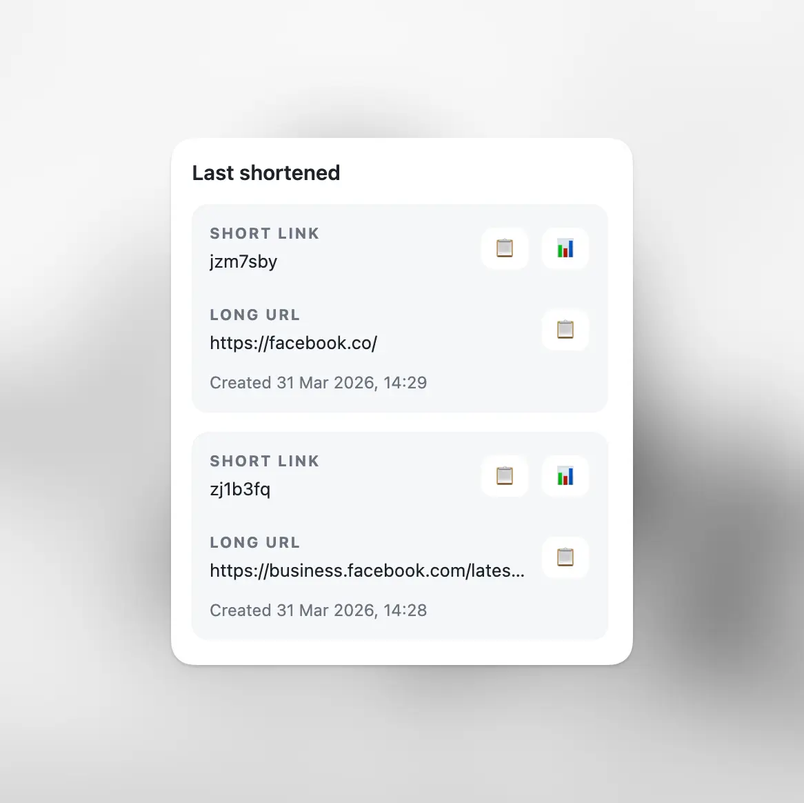 Chrome 扩展最近缩短链接功能截图